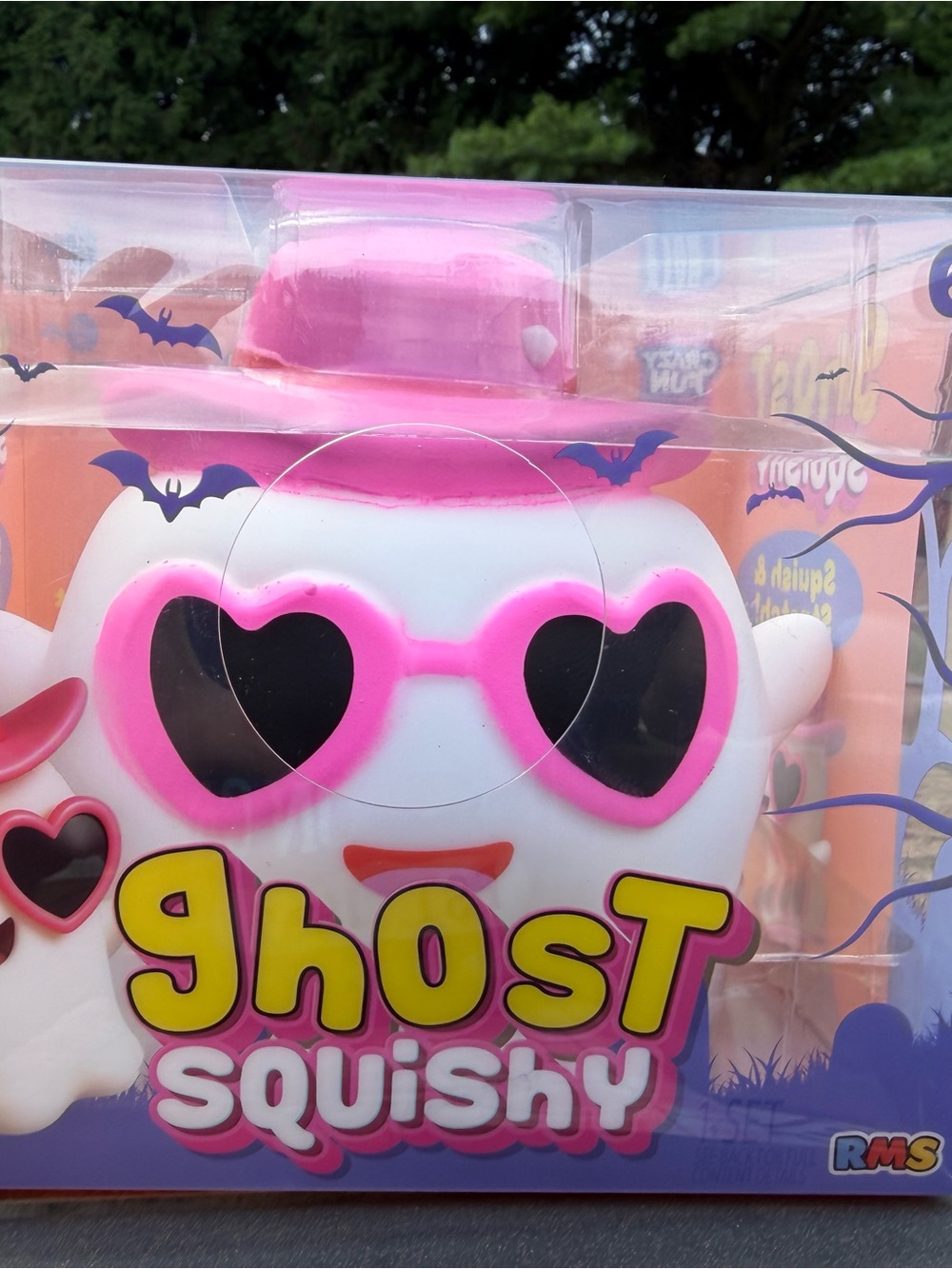 CRAZY FUN RMS- Pink Ghost Squishy Plush Toy - Heart Sunglasses